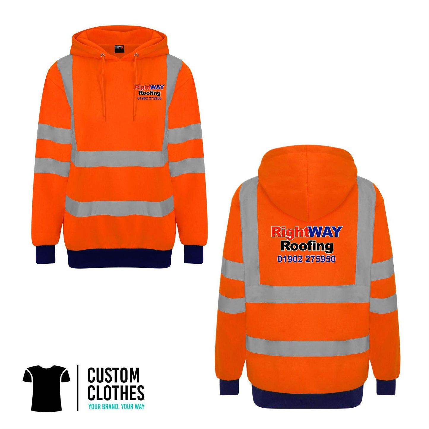 RIGHT WAY ROOFING - HI-VIS HOODIE [RX740]