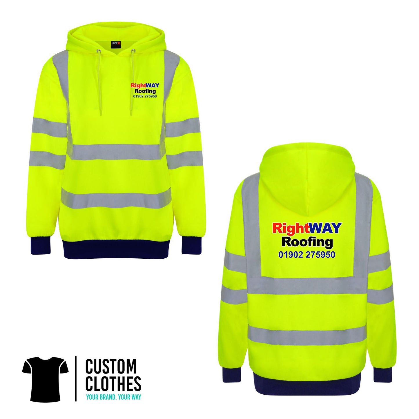 RIGHT WAY ROOFING - HI-VIS HOODIE [RX740]